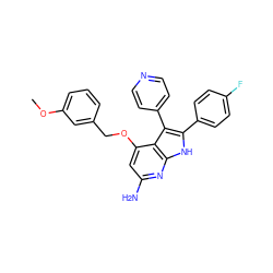 COc1cccc(COc2cc(N)nc3[nH]c(-c4ccc(F)cc4)c(-c4ccncc4)c23)c1 ZINC000003815677