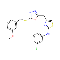 COc1cccc(CSc2nnc(Cc3csc(Nc4cccc(Cl)c4)n3)o2)c1 ZINC000001372365