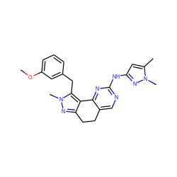 COc1cccc(Cc2c3c(nn2C)CCc2cnc(Nc4cc(C)n(C)n4)nc2-3)c1 ZINC000169702325