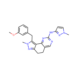 COc1cccc(Cc2c3c(nn2C)CCc2cnc(Nc4ccn(C)n4)nc2-3)c1 ZINC000169702301