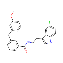 COc1cccc(Cc2cccc(C(=O)NCCc3c[nH]c4ccc(Cl)cc34)c2)c1 ZINC000216053301