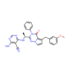 COc1cccc(Cc2ccn3nc([C@H](C)Nc4ncnc(N)c4C#N)n(-c4ccccc4)c(=O)c23)c1 ZINC000209031613