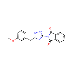 COc1cccc(Cc2n[nH]c(N3C(=O)c4ccccc4C3=O)n2)c1 ZINC000064481142