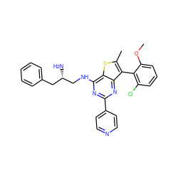 COc1cccc(Cl)c1-c1c(C)sc2c(NC[C@@H](N)Cc3ccccc3)nc(-c3ccncc3)nc12 ZINC000223683347