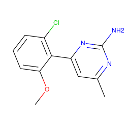 COc1cccc(Cl)c1-c1cc(C)nc(N)n1 ZINC000043150956