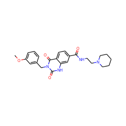 COc1cccc(Cn2c(=O)[nH]c3cc(C(=O)NCCN4CCCCC4)ccc3c2=O)c1 ZINC000028641119