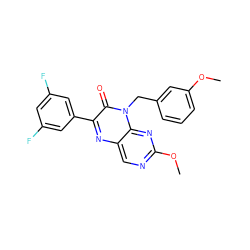 COc1cccc(Cn2c(=O)c(-c3cc(F)cc(F)c3)nc3cnc(OC)nc32)c1 ZINC000004238426