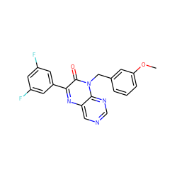 COc1cccc(Cn2c(=O)c(-c3cc(F)cc(F)c3)nc3cncnc32)c1 ZINC000004238807