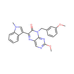 COc1cccc(Cn2c(=O)c(-c3cn(C)c4ccccc34)nc3cnc(OC)nc32)c1 ZINC000004239180