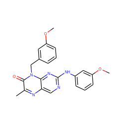 COc1cccc(Cn2c(=O)c(C)nc3cnc(Nc4cccc(OC)c4)nc32)c1 ZINC000004238717