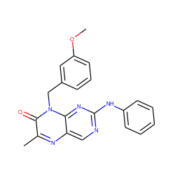 COc1cccc(Cn2c(=O)c(C)nc3cnc(Nc4ccccc4)nc32)c1 ZINC000004238715