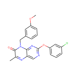 COc1cccc(Cn2c(=O)c(C)nc3cnc(Oc4cccc(Cl)c4)nc32)c1 ZINC000004238307