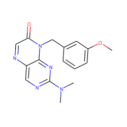 COc1cccc(Cn2c(=O)cnc3cnc(N(C)C)nc32)c1 ZINC000004238851