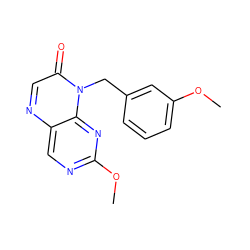 COc1cccc(Cn2c(=O)cnc3cnc(OC)nc32)c1 ZINC000004238751