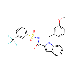 COc1cccc(Cn2c(C(=O)NS(=O)(=O)c3cccc(C(F)(F)F)c3)cc3ccccc32)c1 ZINC000034717735