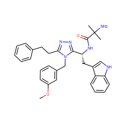 COc1cccc(Cn2c(CCc3ccccc3)nnc2[C@@H](Cc2c[nH]c3ccccc23)NC(=O)C(C)(C)N)c1 ZINC000028635661