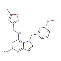 COc1cccc(Cn2ccc3nc(N)nc(NCc4cc(C)on4)c32)n1 ZINC001772640951