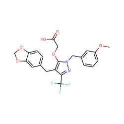 COc1cccc(Cn2nc(C(F)(F)F)c(Cc3ccc4c(c3)OCO4)c2OCC(=O)O)c1 ZINC000028765973