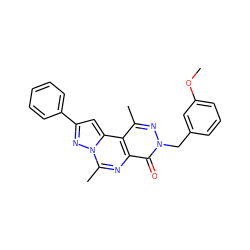 COc1cccc(Cn2nc(C)c3c(nc(C)n4nc(-c5ccccc5)cc34)c2=O)c1 ZINC000036242932