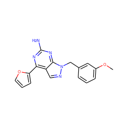 COc1cccc(Cn2ncc3c(-c4ccco4)nc(N)nc32)c1 ZINC000000003601