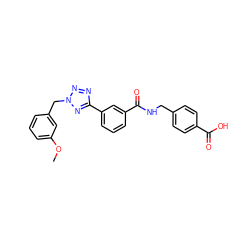 COc1cccc(Cn2nnc(-c3cccc(C(=O)NCc4ccc(C(=O)O)cc4)c3)n2)c1 ZINC000045348356