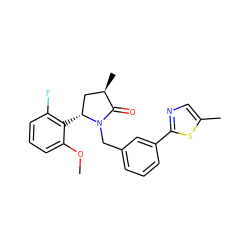 COc1cccc(F)c1[C@@H]1C[C@@H](C)C(=O)N1Cc1cccc(-c2ncc(C)s2)c1 ZINC000167822845