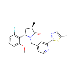 COc1cccc(F)c1[C@@H]1C[C@@H](C)C(=O)N1Cc1ccnc(-c2ncc(C)s2)c1 ZINC000166803251