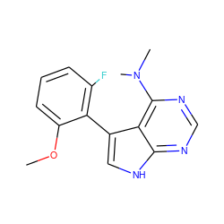 COc1cccc(F)c1-c1c[nH]c2ncnc(N(C)C)c12 ZINC000224889573