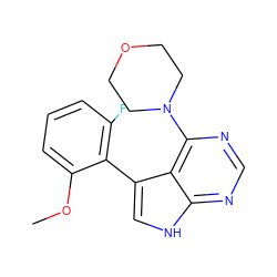 COc1cccc(F)c1-c1c[nH]c2ncnc(N3CCOCC3)c12 ZINC000224862544