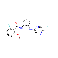 COc1cccc(F)c1C(=O)N[C@H]1CCC[C@@H]1Nc1cnc(C(F)(F)F)cn1 ZINC001772592672