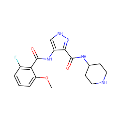 COc1cccc(F)c1C(=O)Nc1c[nH]nc1C(=O)NC1CCNCC1 ZINC000040976220