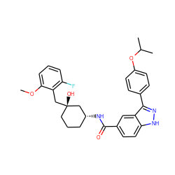 COc1cccc(F)c1C[C@@]1(O)CCC[C@@H](NC(=O)c2ccc3[nH]nc(-c4ccc(OC(C)C)cc4)c3c2)C1 ZINC000200800653