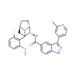 COc1cccc(F)c1CN1[C@H]2CC[C@@H](NC(=O)c3ccc4[nH]nc(-c5ccnc(C)c5)c4c3)[C@H]1CC2 ZINC000261191812