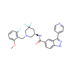 COc1cccc(F)c1CN1C[C@H](NC(=O)c2ccc3[nH]nc(-c4ccncc4)c3c2)CC(F)(F)C1 ZINC000205035973