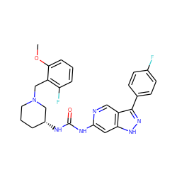 COc1cccc(F)c1CN1CCC[C@@H](NC(=O)Nc2cc3[nH]nc(-c4ccc(F)cc4)c3cn2)C1 ZINC000219772120