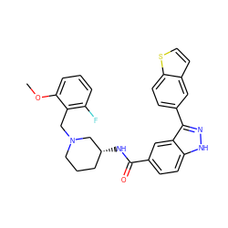 COc1cccc(F)c1CN1CCC[C@@H](NC(=O)c2ccc3[nH]nc(-c4ccc5sccc5c4)c3c2)C1 ZINC000147761860