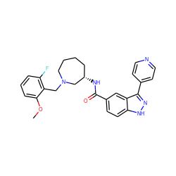 COc1cccc(F)c1CN1CCCC[C@H](NC(=O)c2ccc3[nH]nc(-c4ccncc4)c3c2)C1 ZINC000205033926