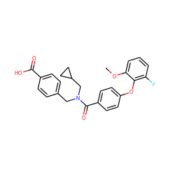 COc1cccc(F)c1Oc1ccc(C(=O)N(Cc2ccc(C(=O)O)cc2)CC2CC2)cc1 ZINC001772630026