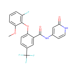 COc1cccc(F)c1Oc1ccc(C(F)(F)F)cc1C(=O)Nc1cc[nH]c(=O)c1 ZINC000143189389