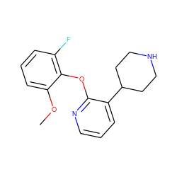 COc1cccc(F)c1Oc1ncccc1C1CCNCC1 ZINC000043206561