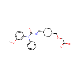 COc1cccc(N(C(=O)NC[C@H]2CC[C@H](COCC(=O)O)CC2)c2ccccc2)c1 ZINC001772653074