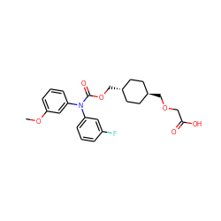 COc1cccc(N(C(=O)OC[C@H]2CC[C@H](COCC(=O)O)CC2)c2cccc(F)c2)c1 ZINC001772632654