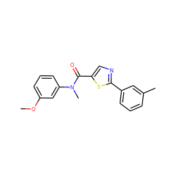 COc1cccc(N(C)C(=O)c2cnc(-c3cccc(C)c3)s2)c1 ZINC000169351571