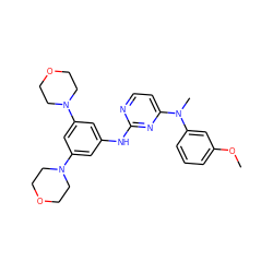 COc1cccc(N(C)c2ccnc(Nc3cc(N4CCOCC4)cc(N4CCOCC4)c3)n2)c1 ZINC000071316312