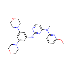 COc1cccc(N(C)c2ccnc(Nc3cc(N4CCOCC4)cc(N4CCOCC4)c3)n2)n1 ZINC000071316708