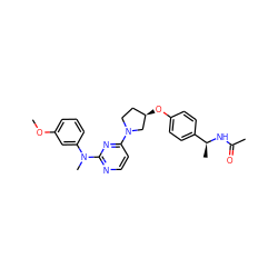 COc1cccc(N(C)c2nccc(N3CC[C@@H](Oc4ccc([C@H](C)NC(C)=O)cc4)C3)n2)c1 ZINC000261091677