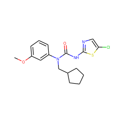 COc1cccc(N(CC2CCCC2)C(=O)Nc2ncc(Cl)s2)c1 ZINC000028122998