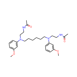 COc1cccc(N(CCCCCCN(CCNC(C)=O)c2cccc(OC)c2)CCNC(C)=O)c1 ZINC000072111388