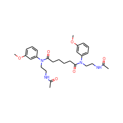 COc1cccc(N(CCNC(C)=O)C(=O)CCCCC(=O)N(CCNC(C)=O)c2cccc(OC)c2)c1 ZINC000072111464