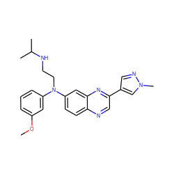 COc1cccc(N(CCNC(C)C)c2ccc3ncc(-c4cnn(C)c4)nc3c2)c1 ZINC000204150270